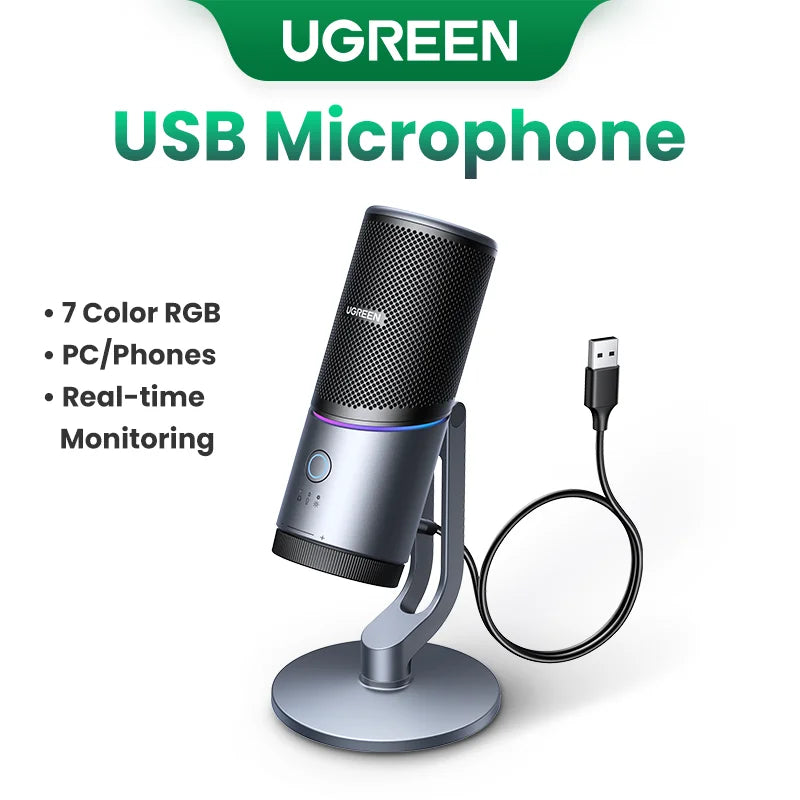 UGREEN USB Microphone with RGB Modes Professional Condenser Mic