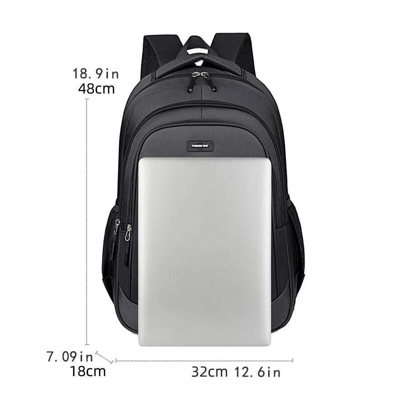 Men's large-capacity backpack, fashionable laptop bag, suitable for travel and business, equipped with secure zipper closure and