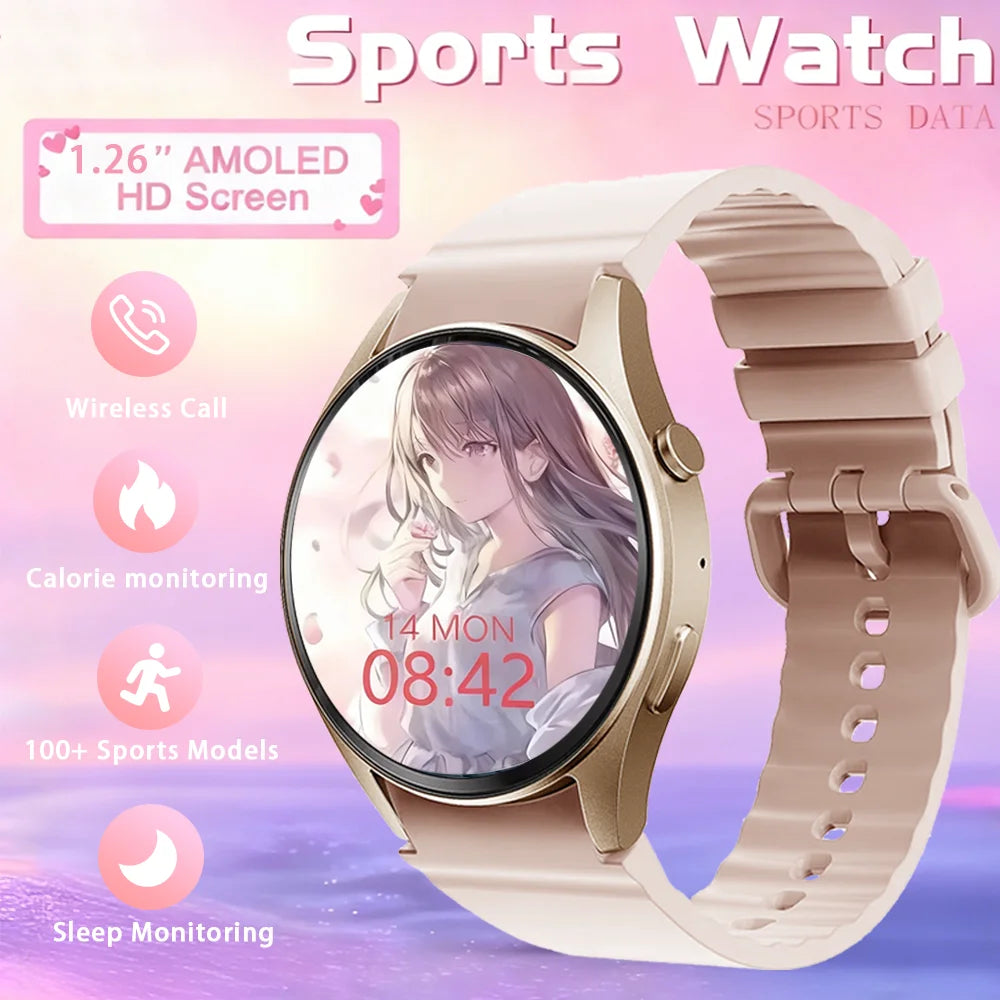 Smart Watch for Women,1.26" AMOLED Touchscreen Make/Answer Calls, Heart Rate SpO2 Monitor, Sleep & Activity Tracking Smartwatch