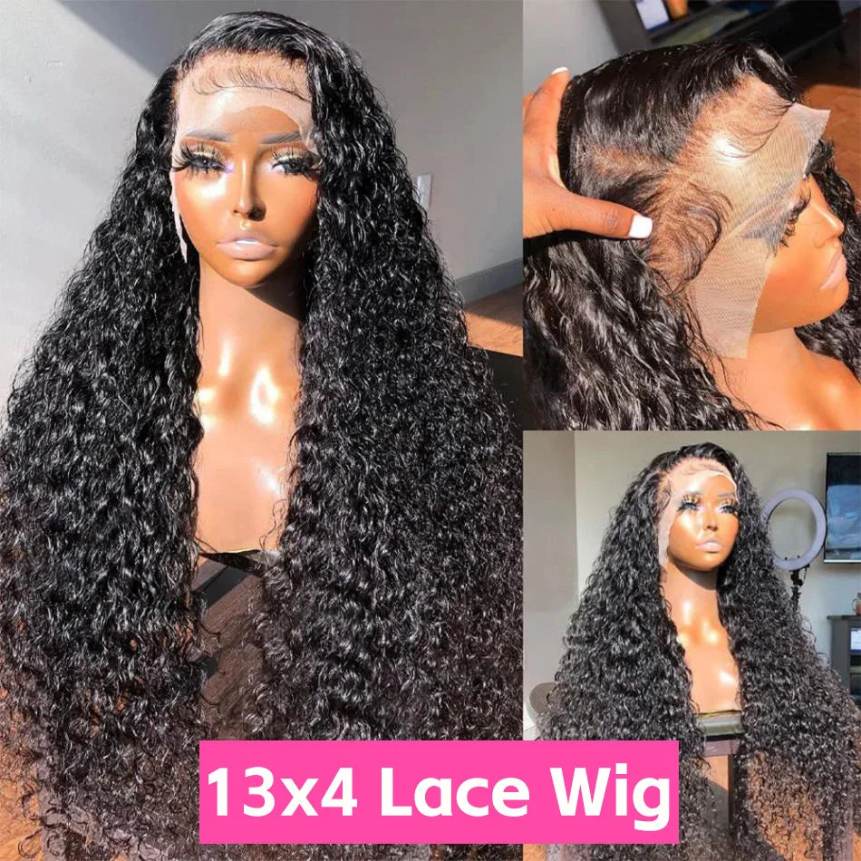 Water Wave Frontal Curly Lace Closure Human Hair Wig Women