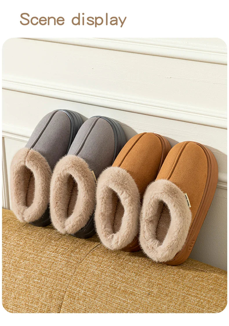 Fashion Women's Winter Slippers Indoor Warmth Anti-slip Comfort Thick Sole Casual Couple Home Shoes Snow Boots