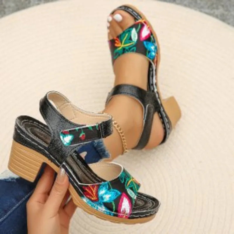 Ladies Shoes Fashion Summer Women's Sandals Outdoor Mixed Colors Open Toe Chunky Heels