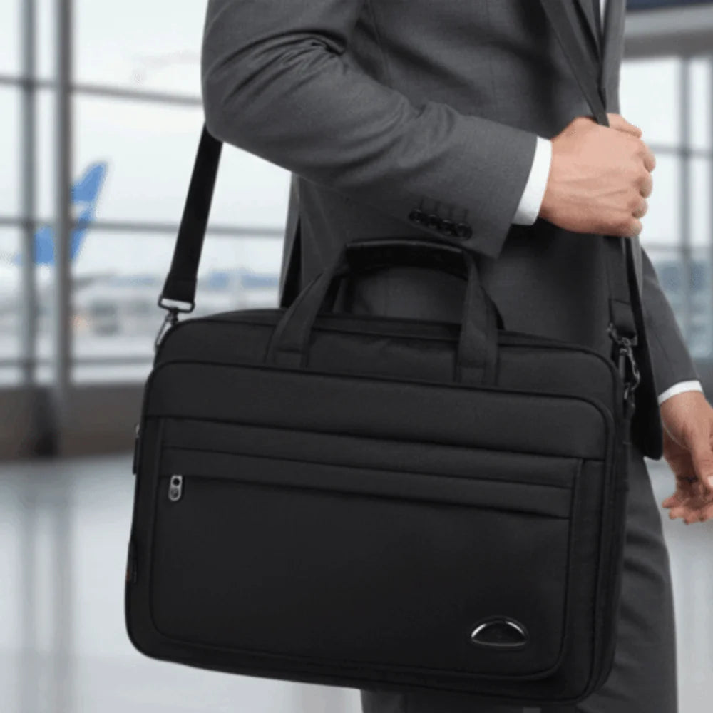 15.6inch Men Business Laptop Bag Shoulder Strap Waterproof Portable Laptop Bags Solid Color with Handle Notebook Shoulder Bag