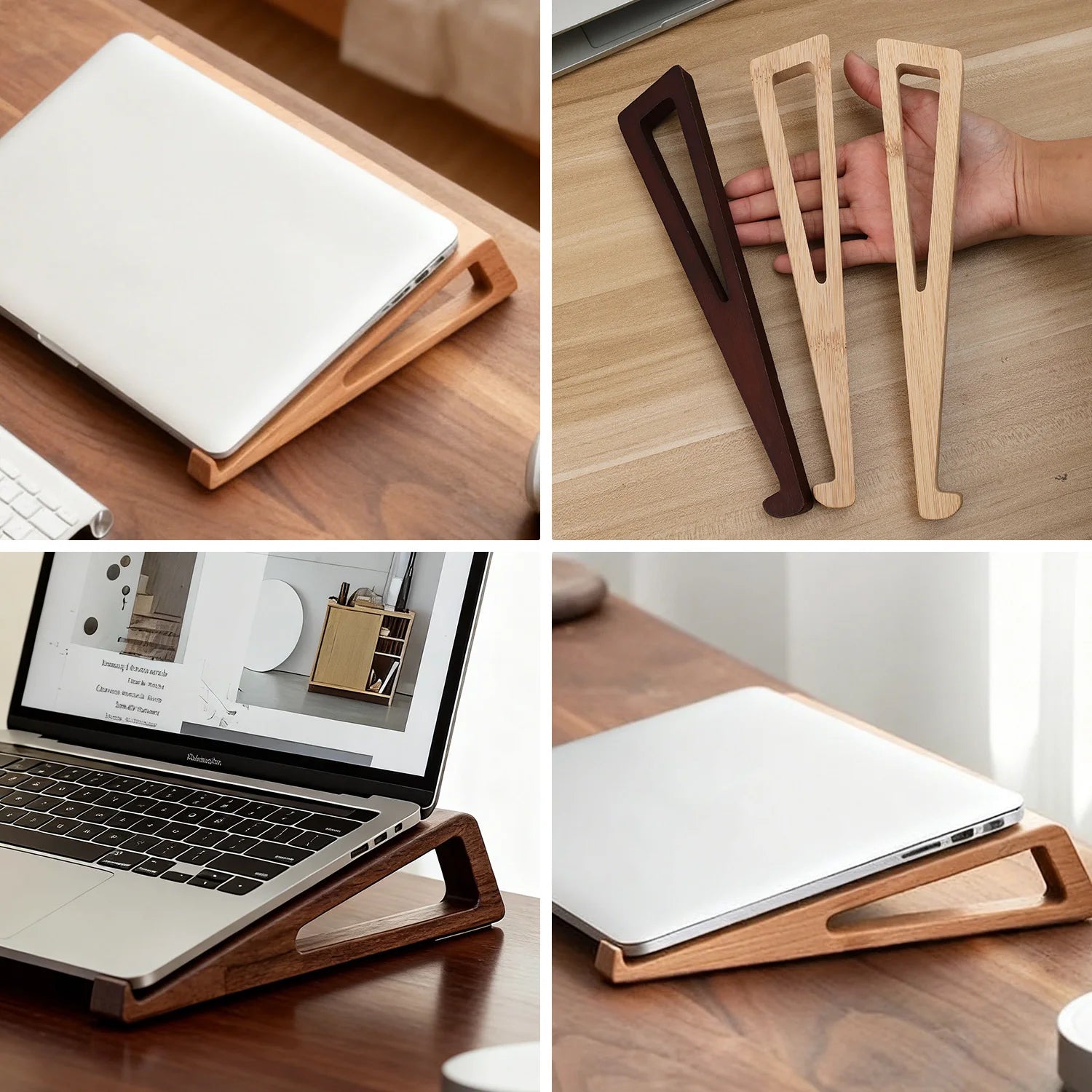 Wooden Desktop Laptop Stand Cooling Pad Ergonomic Non-slip Pad Tablet Holder Lazy Bracket for MacBook Lenovo Dell HP Universal