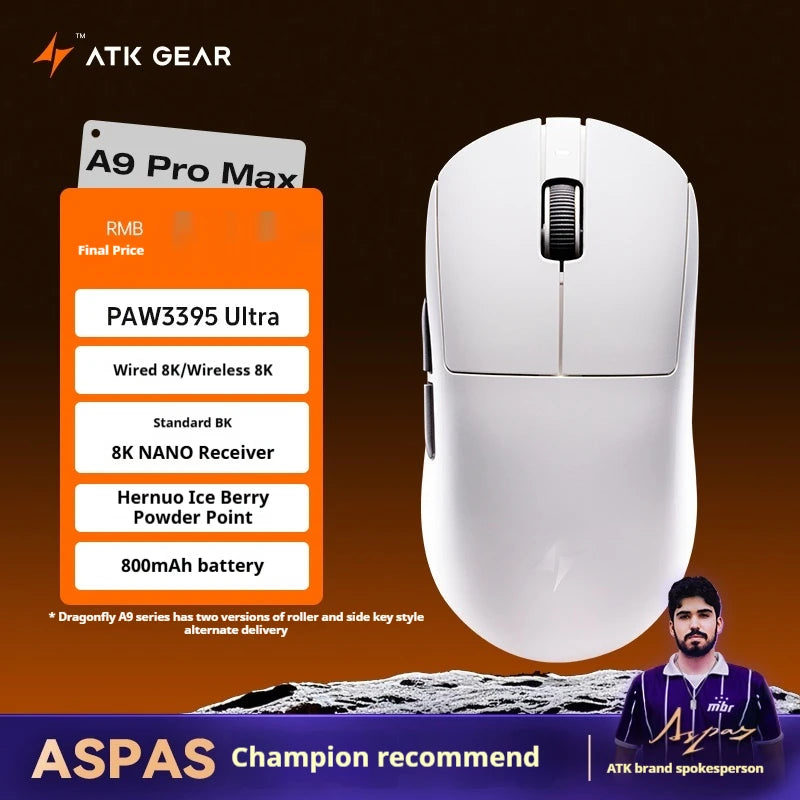 ATK A9 Ultra Wireless Gaming Mouse Tri Mode 8K 53g Lightweight A9/A9 SE/A9 Plus/A9 Pro Gaming Mouse E-sports PC Customized Gift