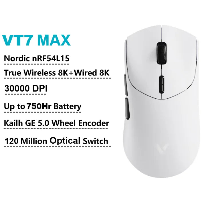 Rapoo VT7 MAX /VT7 Wireless Gaming Mouse True 8K Wireless Polling Rate 53g Lightweight Up to 750Hr Battery Life