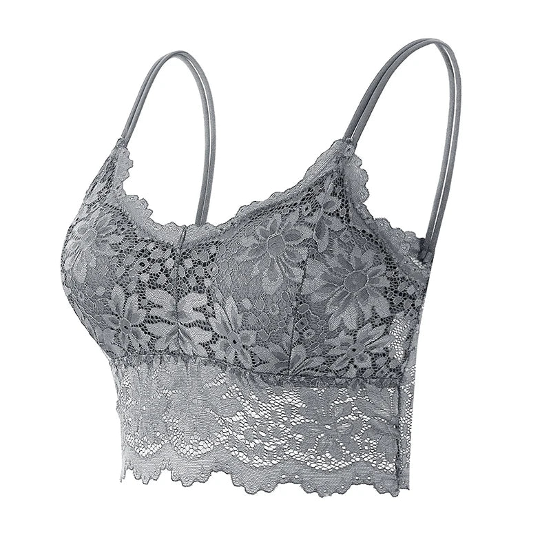 Lace Bras Top Comfortable Bralette Solid Color Vest Hollow Out Wireless