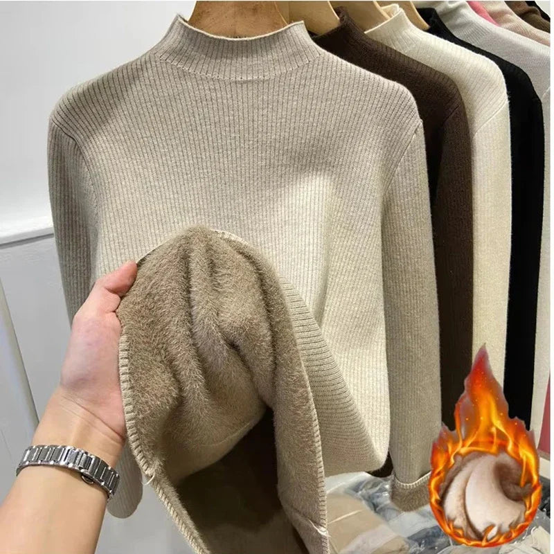 Women's Fleece-lined Turtleneck Sweater