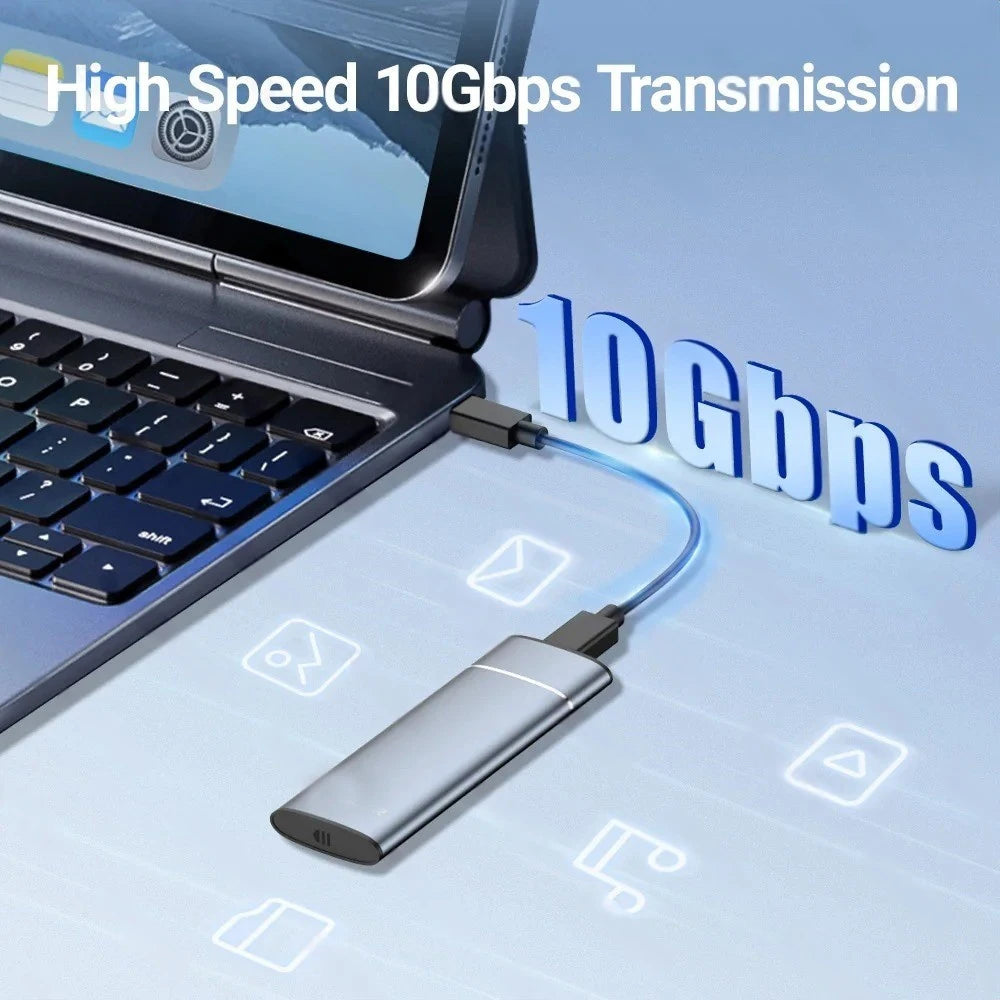 M.2 SSD Enclosure Aluminum Alloy 10Gbps External SSD Case Heat Dissipation Mobile Hard Disk Box ToolFree Support NVMe SATA NGFF