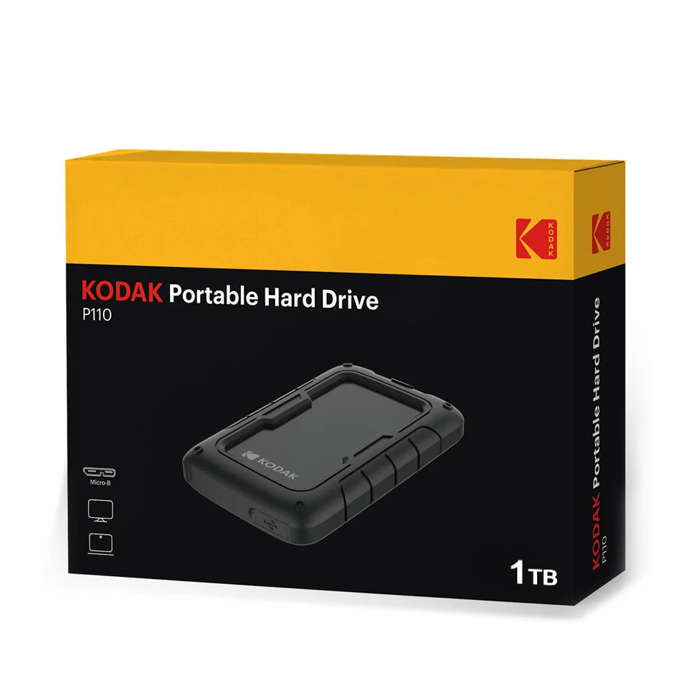 Kodak Portable External Hard Drive P110 - 500GB/1TB/2TB USB 3.0 PHDD External Hard Disk Perfect for PS4/PS5 Xbox Mac PC