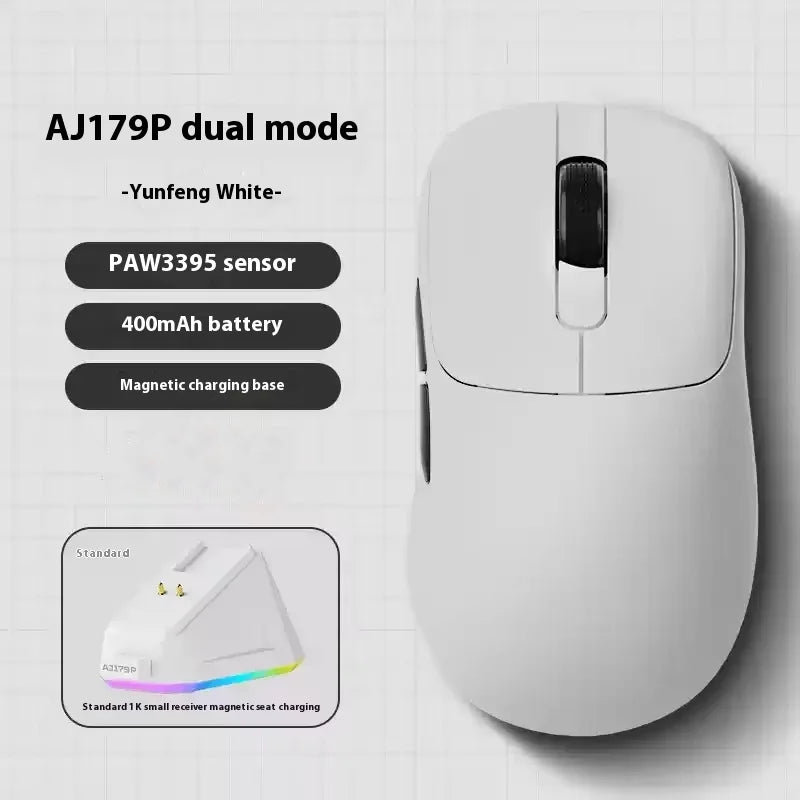 Ajazz Aj179 APEX 8k Wireless Mouse PAW3950 Sensor Three Mode Charging Base Gaming Mouse Lightweight Ergonomics 400mAh Pc Gamer