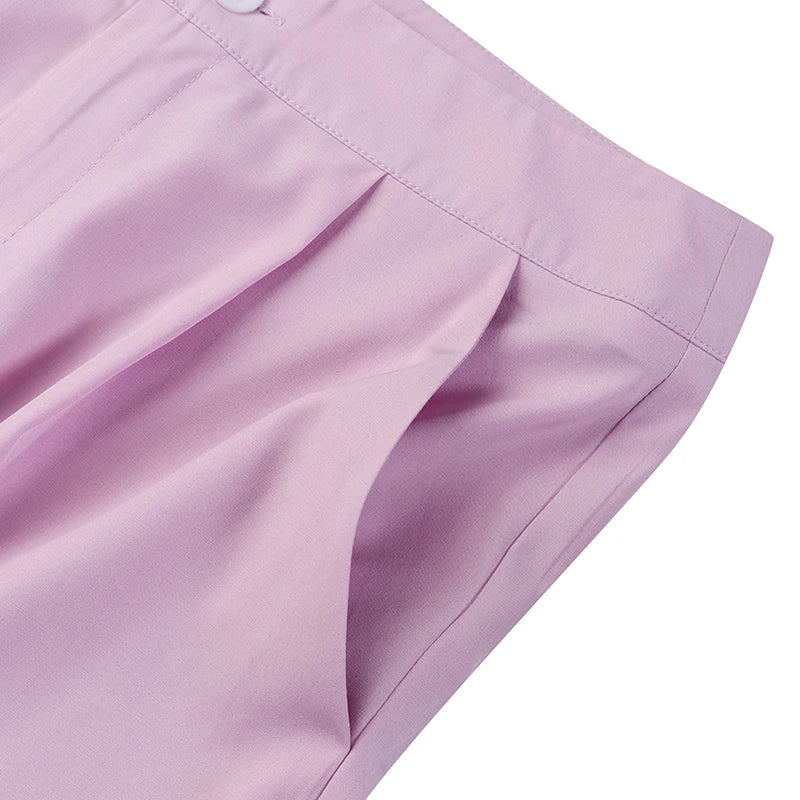 Women's Two Piece Pant Set With Wide Leg Pants And Long Sleeve Shirt