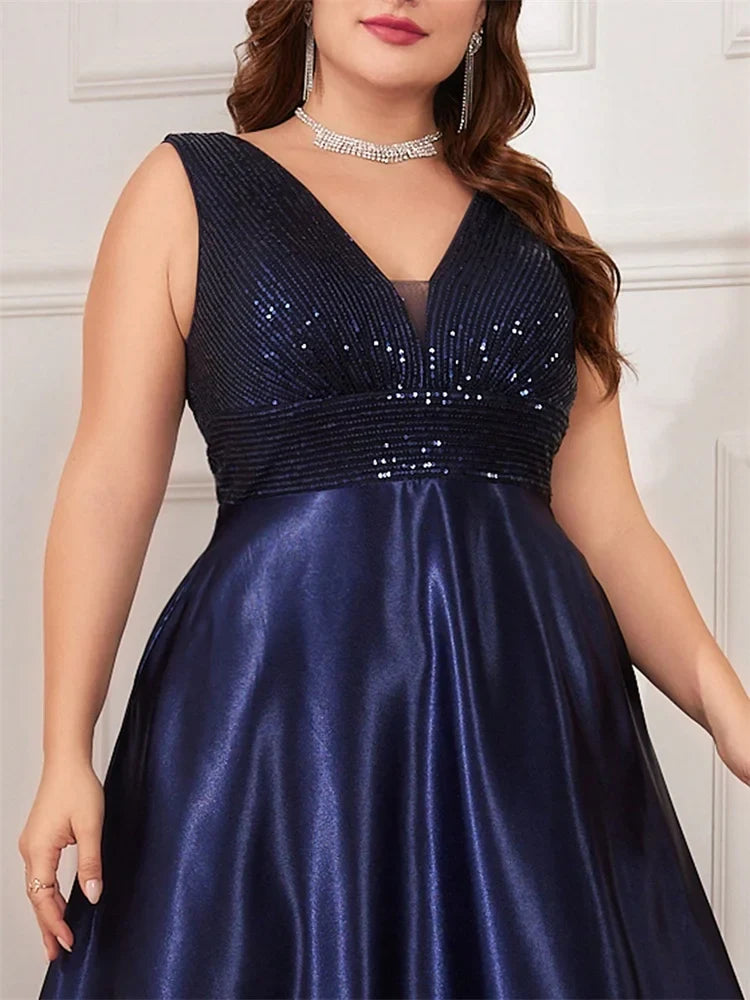 Plus Size Elegant Sequins Evening Dress For Women