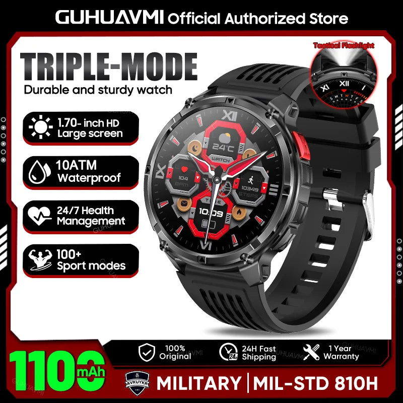 2026 New T-REX3 1100mAh Battery SmartWatch 10ATM Waterproof GPS Bluetooth call 1.7" AMOLED HD Sports Flashlight Smart Watch Men