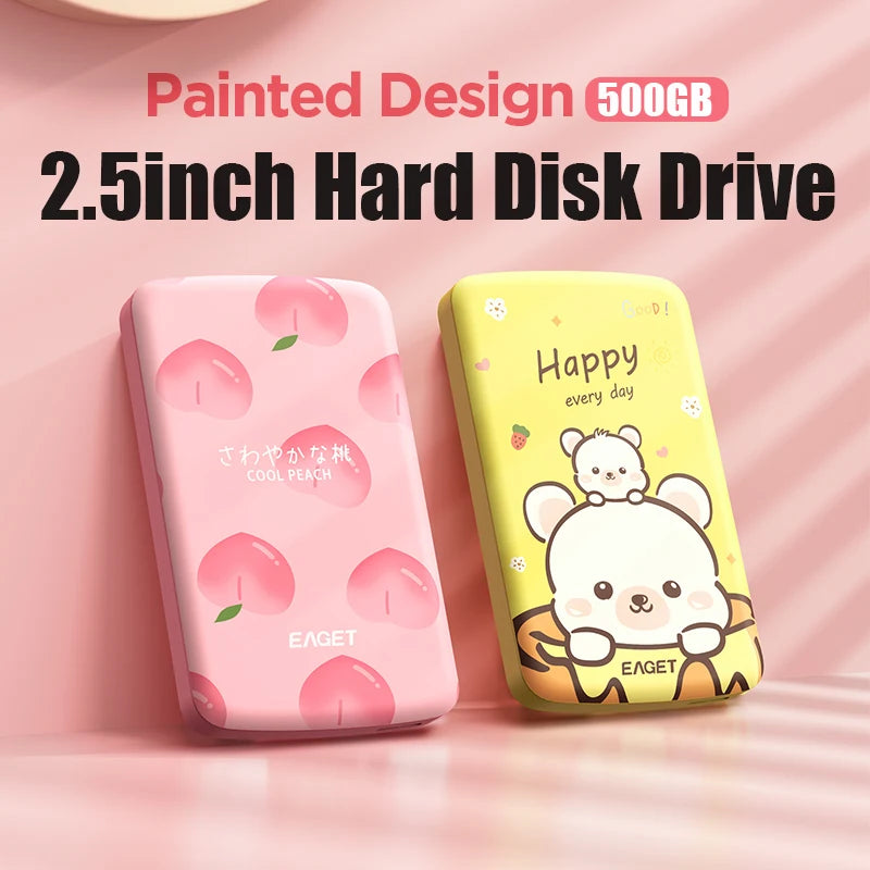 EAGET G66 Portable HDD External Hard Disk Drive 500GB 1TB External Memory Cute Hard Drives for SamSung PC Laptop Desktop