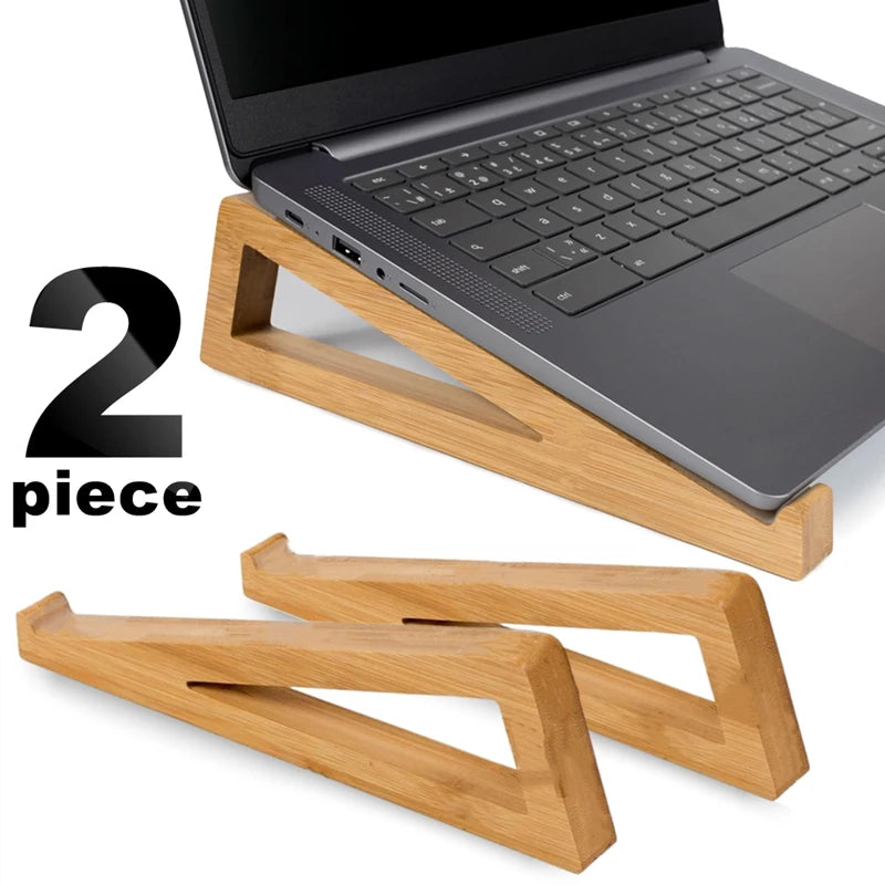 Wooden Desktop Laptop Stand Cooling Pad Ergonomic Non-slip Pad Tablet Holder Lazy Bracket for MacBook Lenovo Dell HP Universal