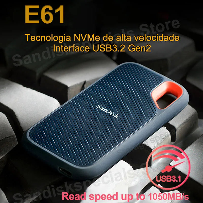 SanDisk SSD Portable Solid State Drive 4TB 2TB 1TB USB3.2 TypeC