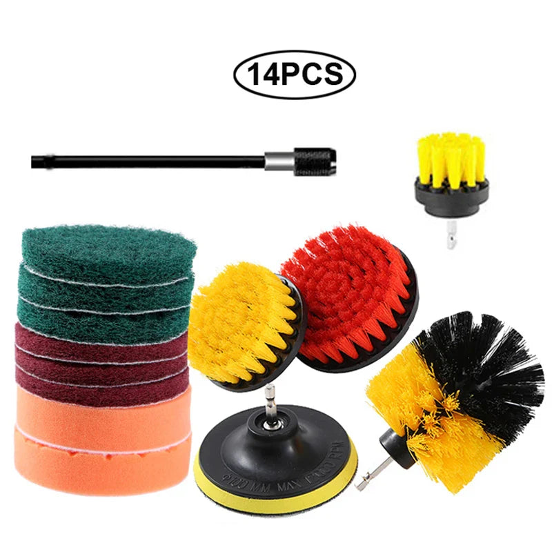 UNTIOR Electric Drill Brush Attachment Set Power Scrubber Brush Car Polisher Kitchen Bathroom Cleaning Tool Car Detailig Brushes
