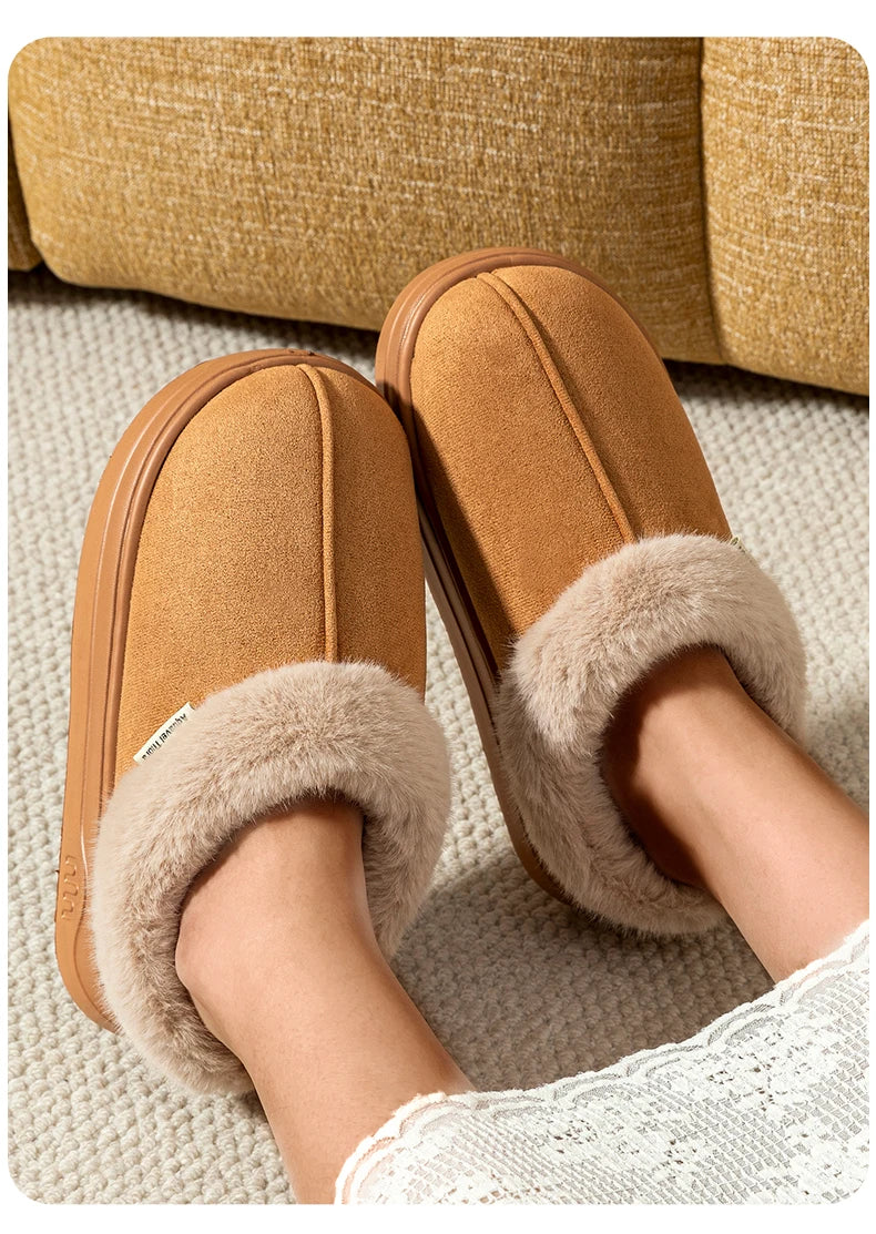 Fashion Women's Winter Slippers Indoor Warmth Anti-slip Comfort Thick Sole Casual Couple Home Shoes Snow Boots