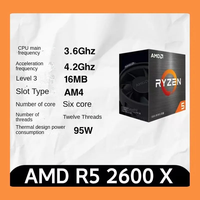 Original 100% AMD Ryzen 5 R5 2600X 3.6GHz 6-Core 12-Thread 95W CPU Processor LGA AM4 New Boxed
