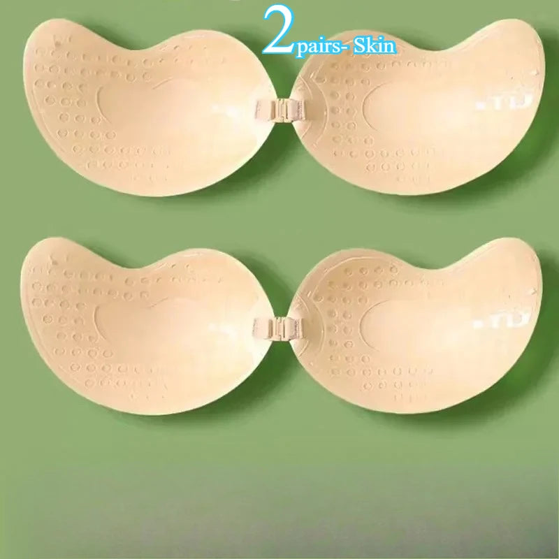 Invisible Push Up Bra – Backless Strapless Self-Adhesive Silicone Bra for Women with Front Closure and Seamless Lift