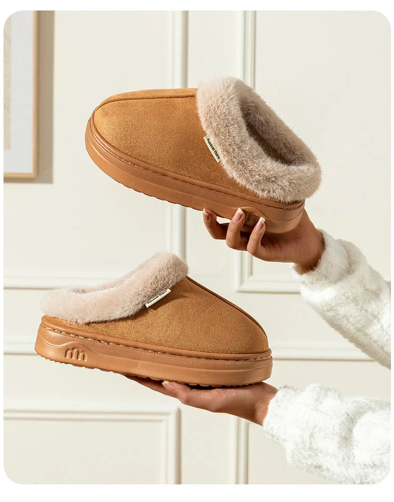 Fashion Women's Winter Slippers Indoor Warmth Anti-slip Comfort Thick Sole Casual Couple Home Shoes Snow Boots