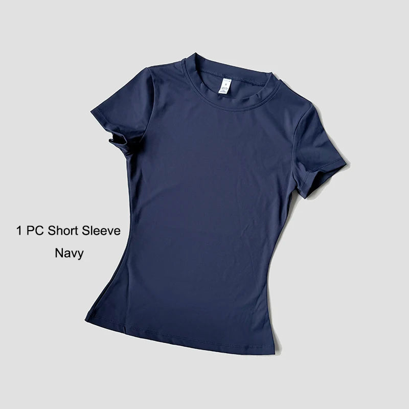 Women's Sports Set Seamless Knitted Short Sleeve