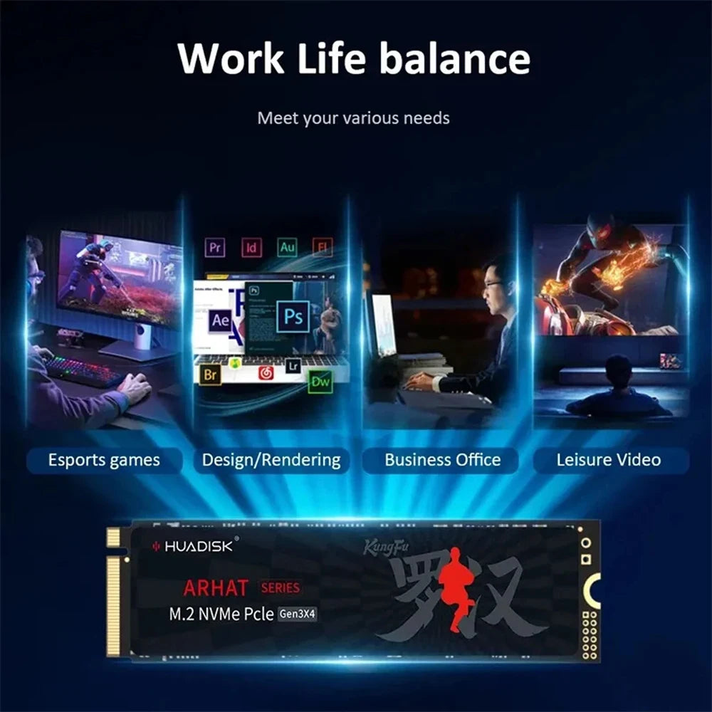HUADISK M.2 NVMe PCIe SSD 128GB 256GB 512GB Hard Disk M2 NVMe 2280 1TB 2TB Internal Solid State Drive For Laptop Desktop
