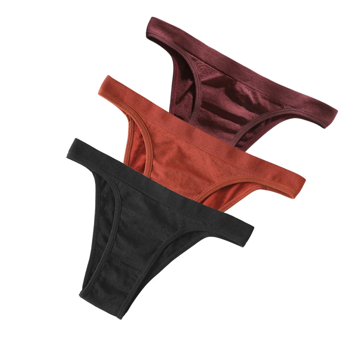 3PCS Set Women's High Rise Brazilian Panties Stretch Seamless Soft Sexy Lingerie