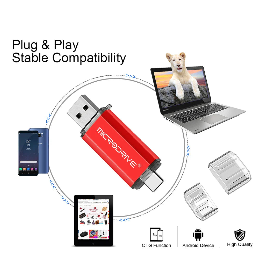 MicroDrive 2-in-1 Type-C OTG USB 2.0 Flash Drive 16GB/32GB/64GB/128GB