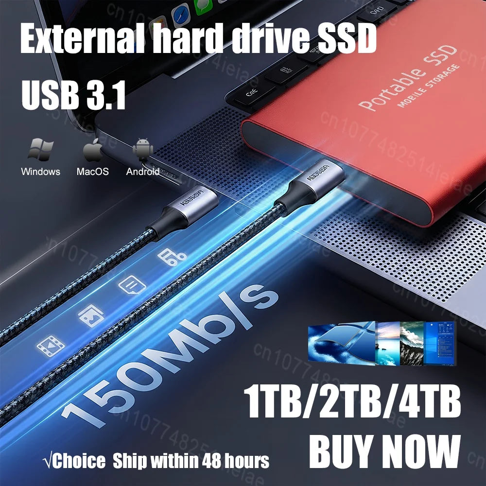 New Type-C SSD 8TB/16TB High-Speed Mini Hard Drive for Laptops/Macs/Desktops