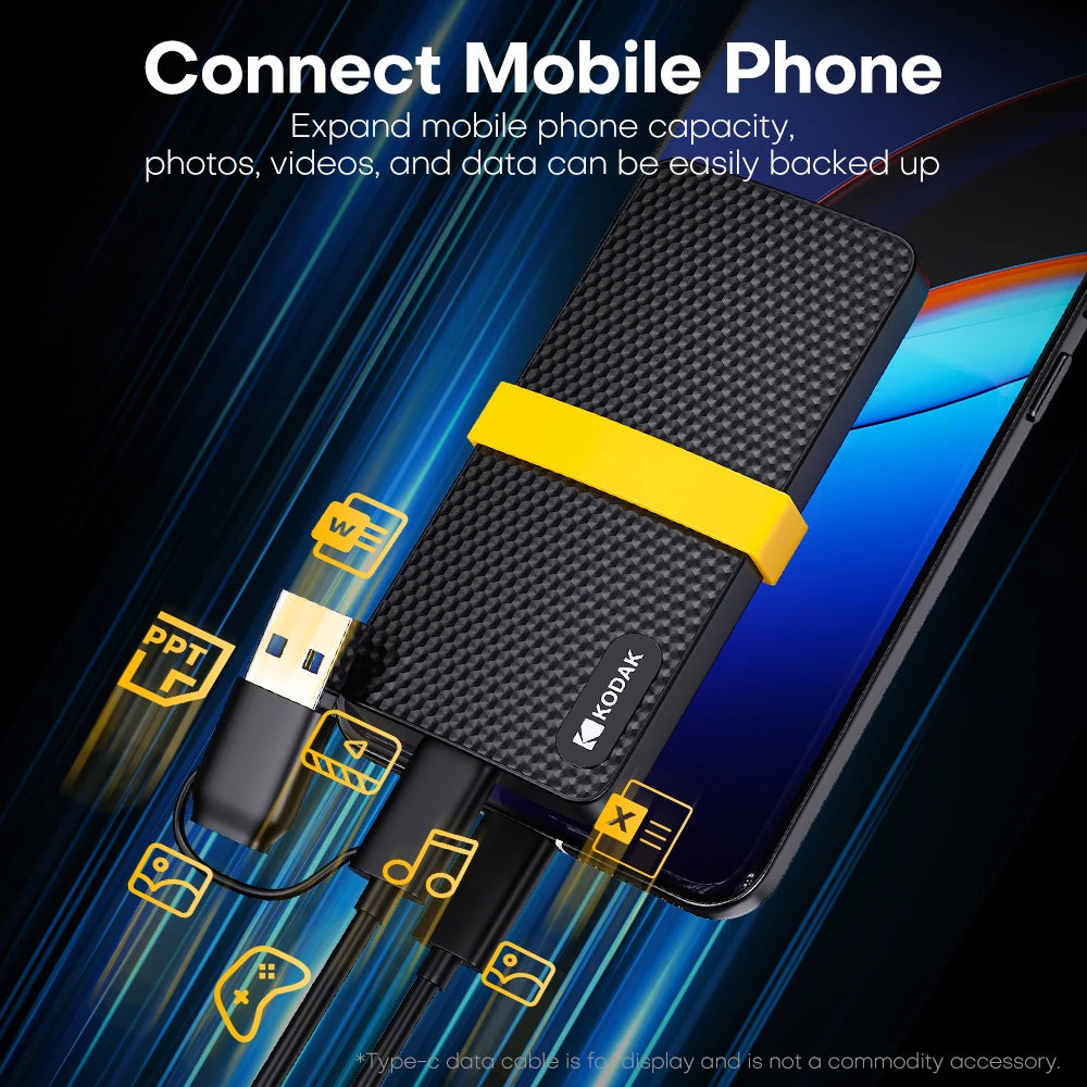 KODAK Original X200 External SSD Hard Drive HD Externo USB3.1 Portable