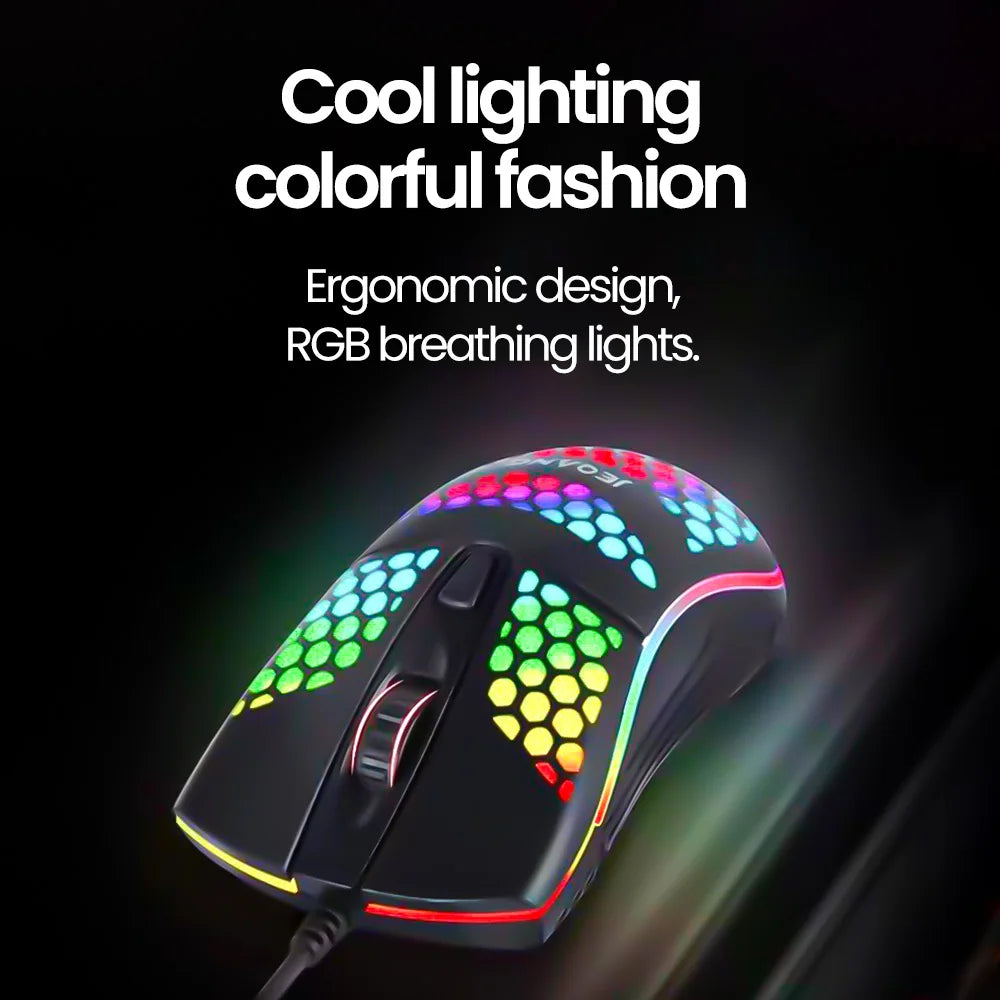 USB Wired Mouse RGB Luminous Gaming Mouse 1600DPI Desktop Laptop Mute Office Computer Wired Mouse for Windows PC & Laptop