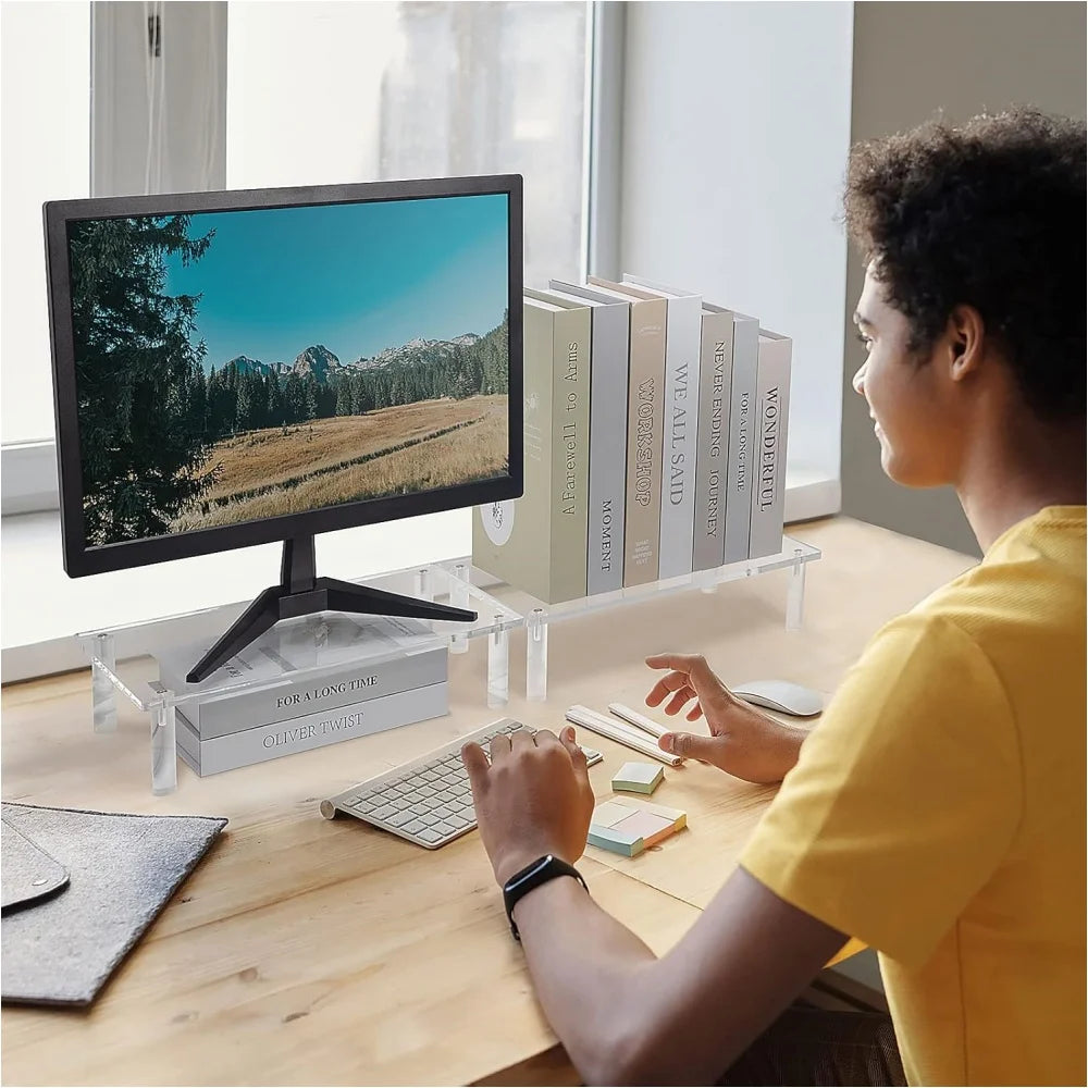 Monitor Stand, Monitor Stand Riser, Laptop Stand for Desk, Laptop Riser, Desk Organizer for Monitor, 15.6" Laptop, PC, Printer