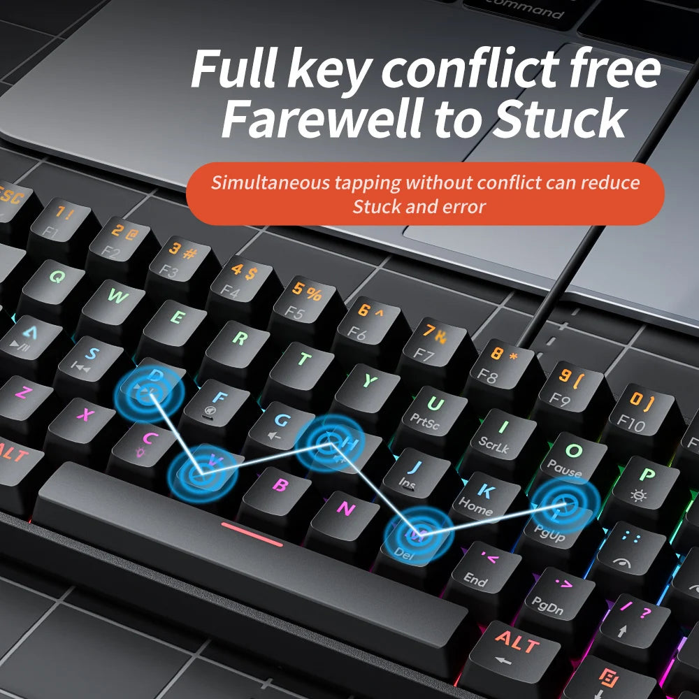 MUCAI MK61 USB Gaming Esports Mechanical Keyboard 61 Key Red Axis Wired Detachable Cable RGB Backlight Hot Swap