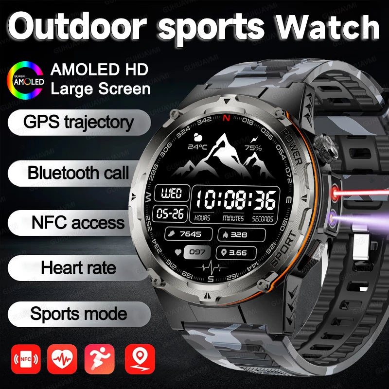 2025 NEW Top Popular Outdoors GPS tracker Sports Smart Watch Men 500mAh NFC HD Call IP68 depth waterproof Smart Watch T-REX3 Men