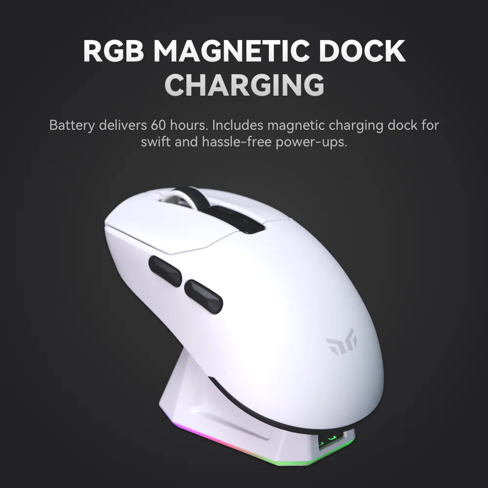 yeah magic V1 PAW3311 12000DPI 59g Wireless Gaming Mouse Right Handed Ergonomic Mouse with RGB Magnetic Screen Charging Base