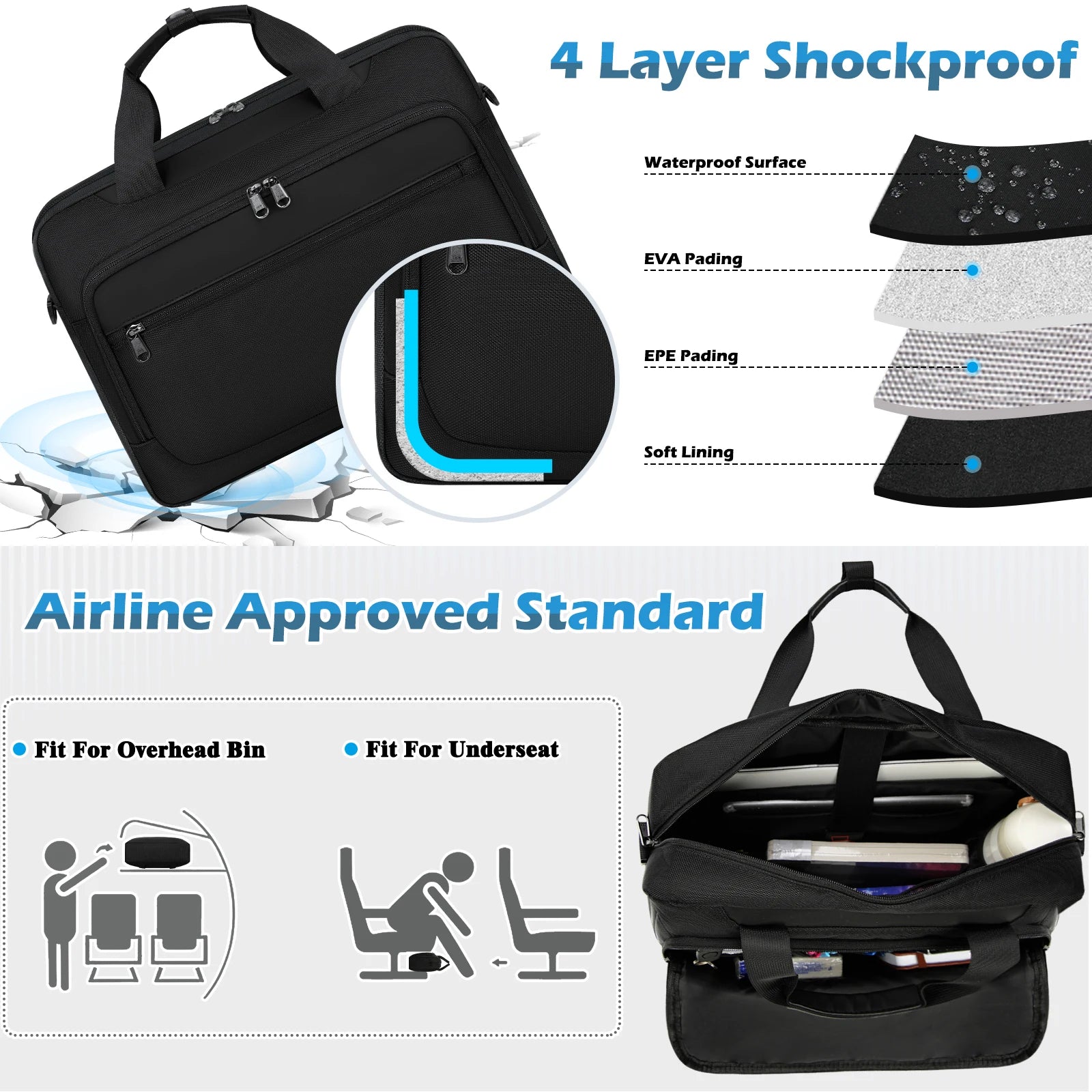 Laptop Bag 17.3 Inch Laptop Briefcase Large Waterproof Laptop Crossbody Bag Business Office Work Computer Bag for Men Women