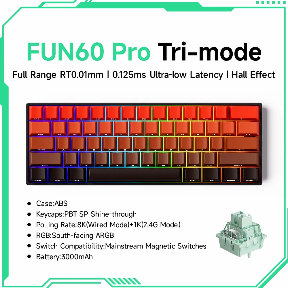 Akko MonsGeek FUN68 FUN60 PRO&MAX  HE Magnetic Keyboard 60% 65% Gaming Keyboards Rapid Trigger 8K Custom Keyboard Gamer Esports