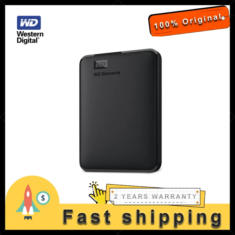 Western Digital WD Elements 5TB 4TB 2T 1T External Hard Drive 2.5" USB 3.0 Portable External HDD Hard Disk For Desktop PC Laptop