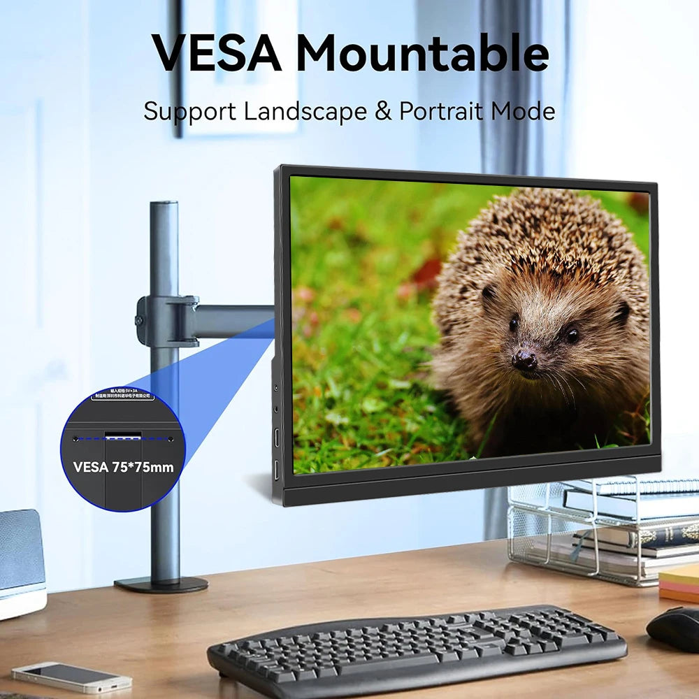 17.3 Inch Portable Monitor TFT Panel LCD Screen External Monitor PC USB C HDMI-compatible