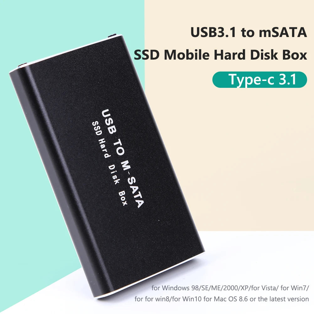 mSATA To USB 3.0/3.1 SSD Enclosure External HD Hard Drive Disk Box Storage Case Adapter