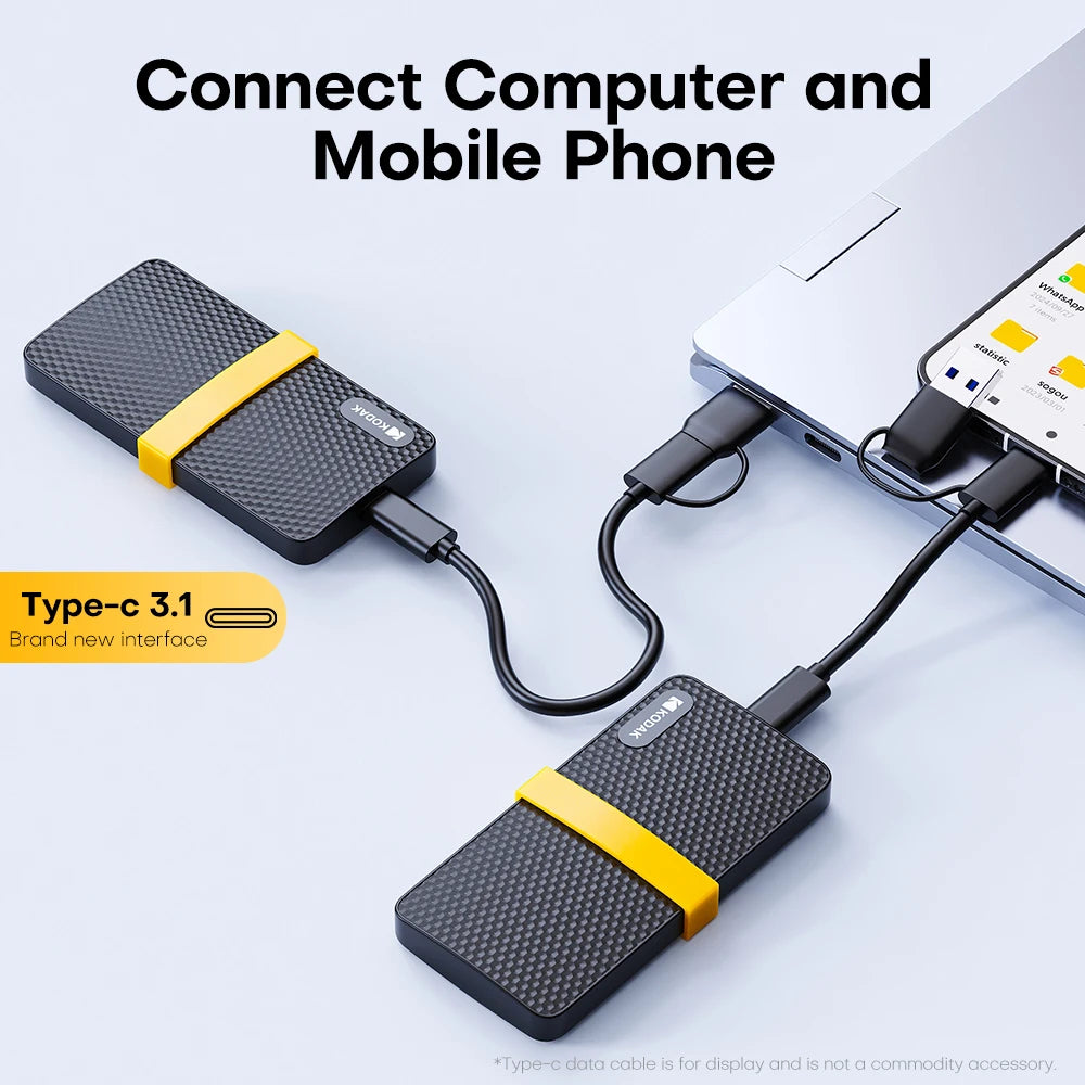 KODAK Original X200 External SSD Hard Drive HD Externo USB3.1 Portable