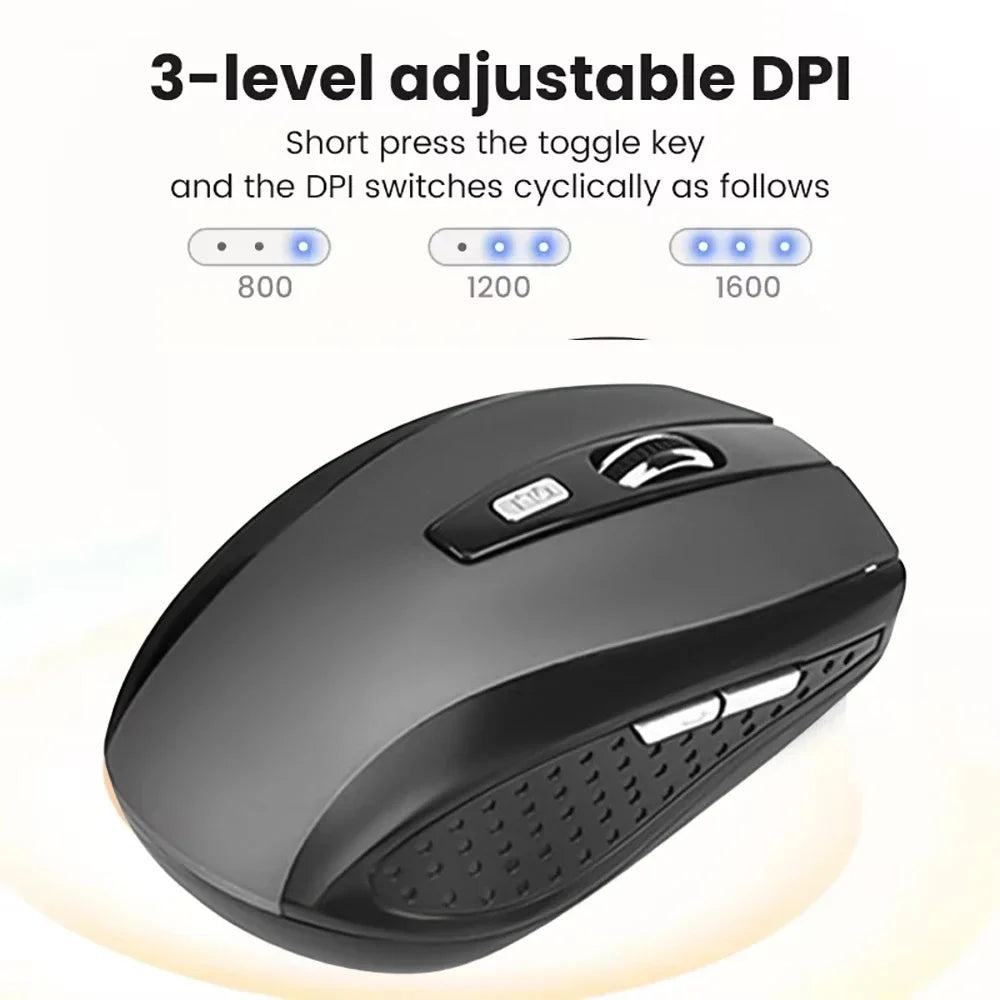 2.4G Wireless Mouse 6 Keys Gaming Mouse Ergonomic Silent Mouse 1600DPI Optical Office Mouse Mice for PC Laptop MacBook Windows