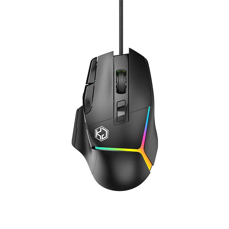 Wired Mouse RGB Lights 10 Keys Macro Programming Gaming Chip 12800DPI Ergonomic Design Medium-Large Hand Gaming Mouse GK502