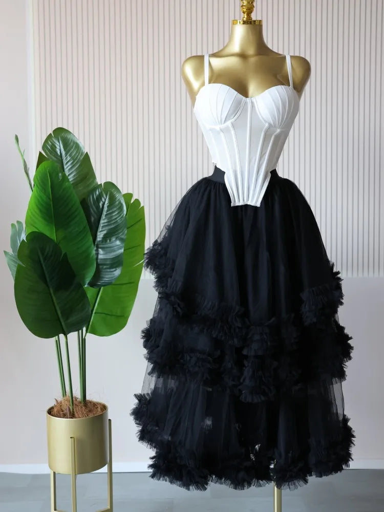 Women's Dress Set Sleeveless Strap Tops and Pleated Tiered Skirts Suit Elegant Vacation Birthday Two 2 Piece Set Outfits