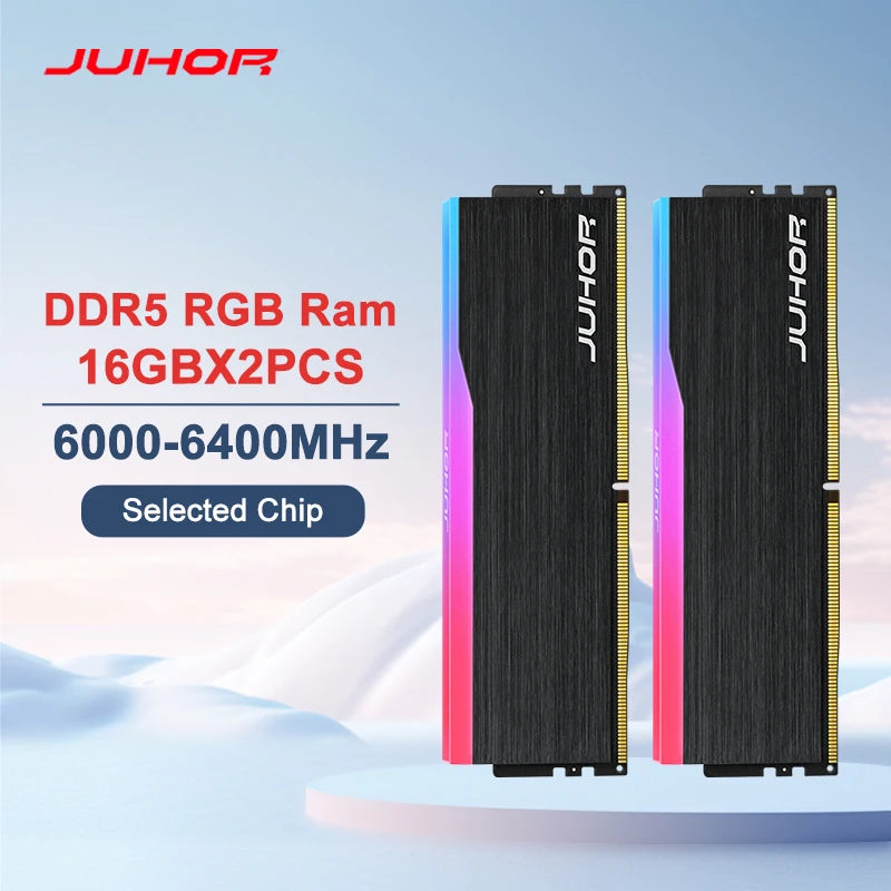 JUHOR Memoria Ram DDR5 RGB 16GB 6000MHz 6400MHz Desktop PC5 Computer High Performance Dimm Memory