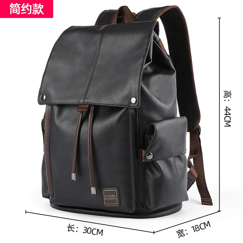 Leather Men Backpack, Vintage 15.6 inch Laptop Daypack, Waterproof Durable Travel Knapsack, College Student Leather Rucksack