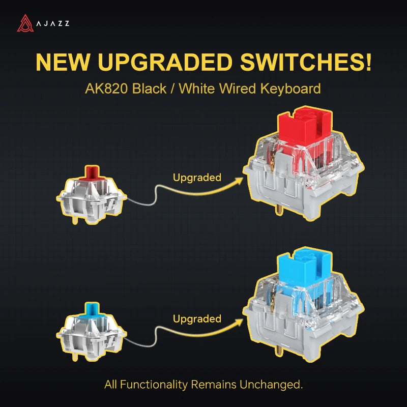 Ajazz AK820/AK820Pro Gaming Mechanical Keyboard Bluetooth 5.1/Wireless/C-Wired