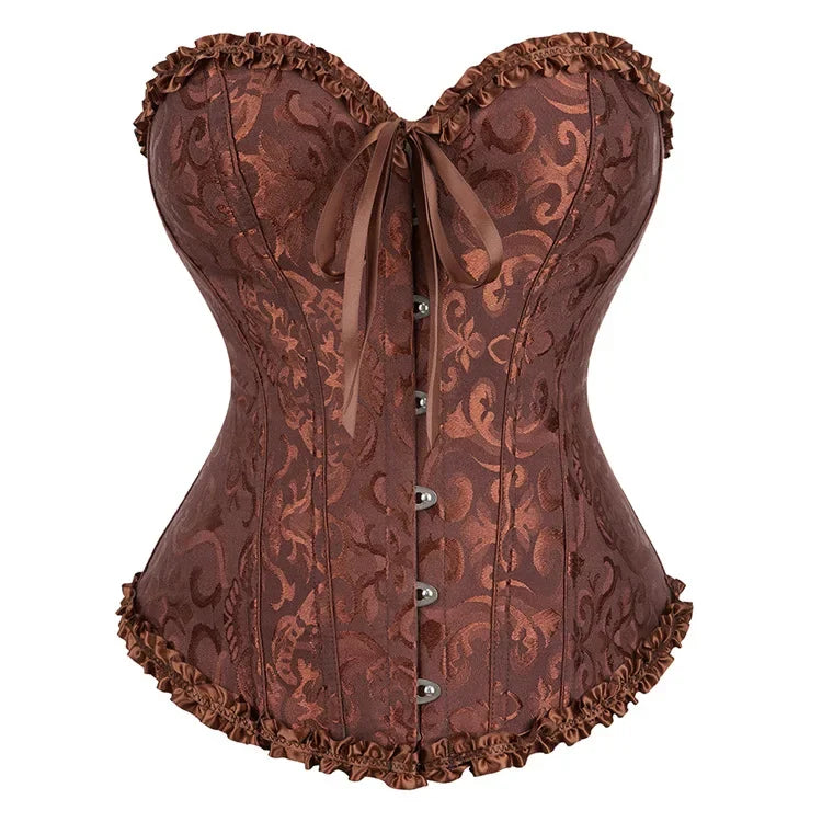Victorian Gothic Fashion Jacquard Overbust Corset